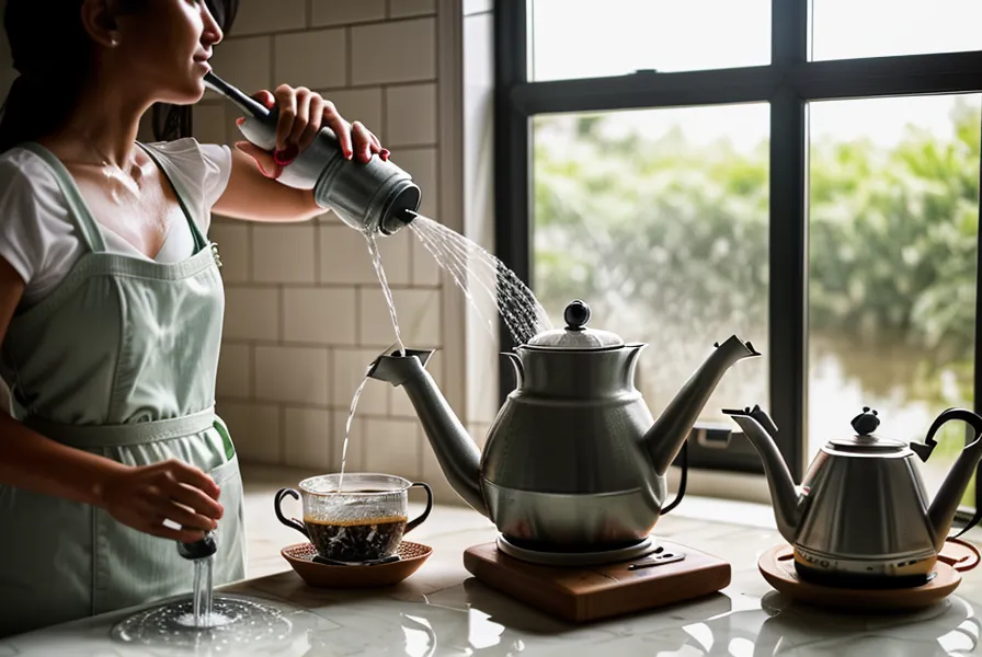Vertido de leche texturizada a mano sobre café de especialidad en casa para practicar latte art