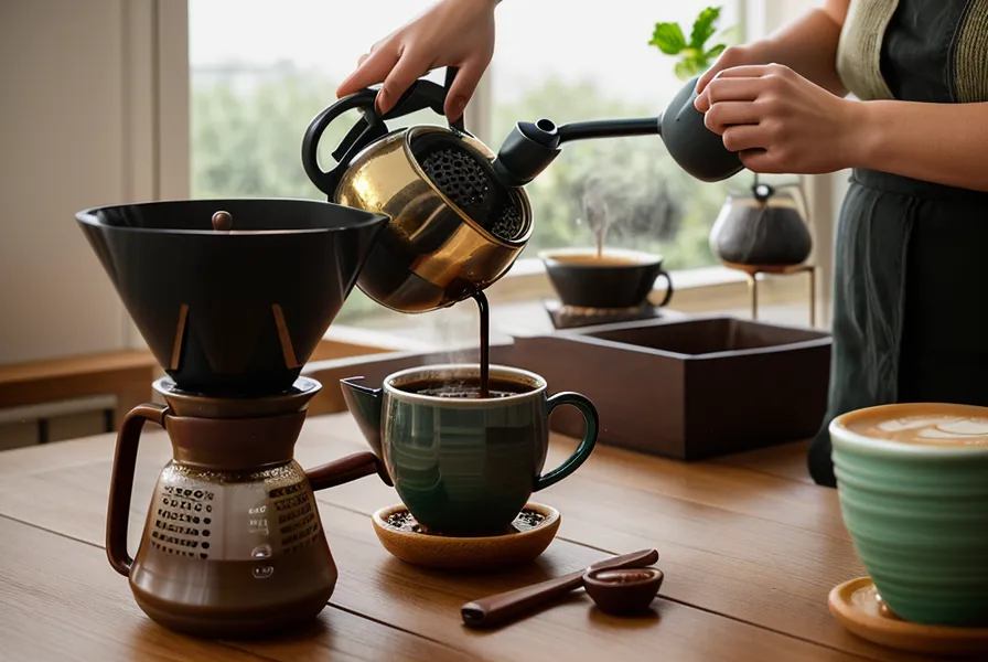 Café en flor durante el vertido inicial en V60, el momento en que se empieza a notar si un grano de proceso natural fermentó bien