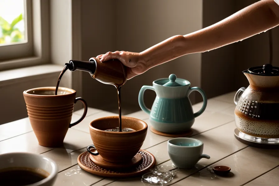 Junta de goma y filtro desmontados de una cafetera italiana durante la limpieza y mantenimiento