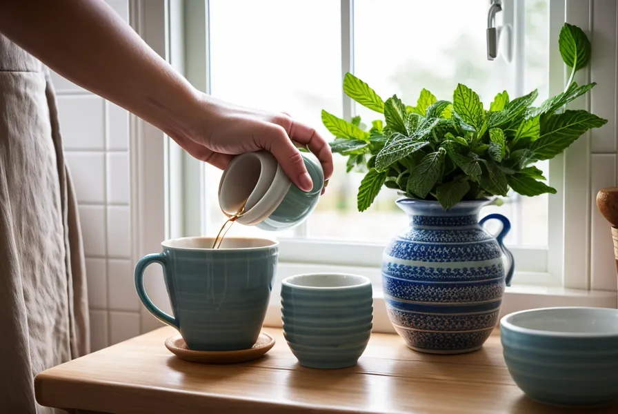 Taza de café de especialidad recién molido junto al molinillo manual limpio, listo para la próxima V60