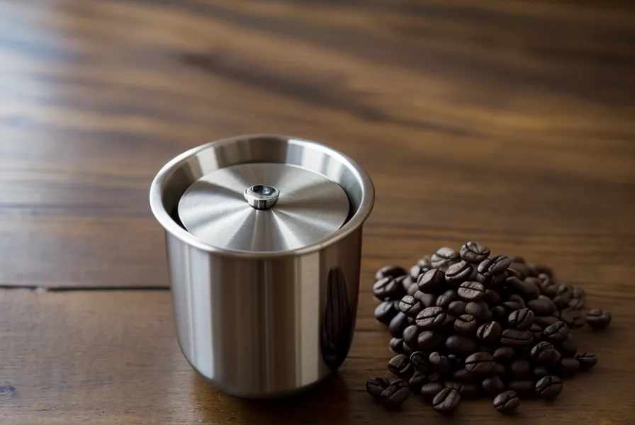 Café en grano de especialidad listo para moler a mano antes de un cold brew casero
