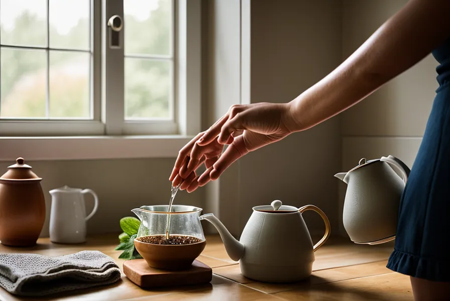 Tetera de cuello de cisne para café filtrado con técnica V60 en casa