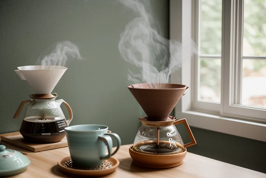 Primer plano de cerezas de café secas y grano verde, mostrando el procesamiento del café antes de llegar a la V60 doméstica