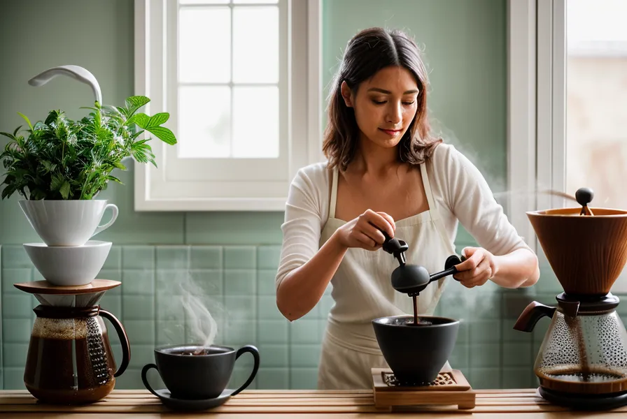 Tablet abierta con un curso de cultivo de café y gestión de finca cafetera junto a una taza