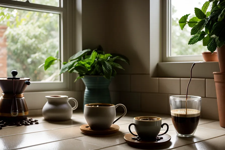 Detalle de una extracción en V60 doméstica durante el desayuno de un domingo.