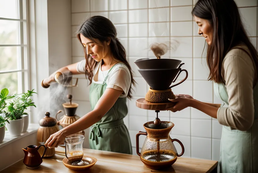 Granos de café de especialidad tras el proceso de postcosecha natural, listos para moler en V60