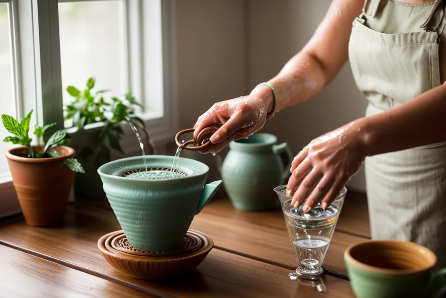 Termómetro de cocina midiendo la temperatura del agua ideal para la extracción del café