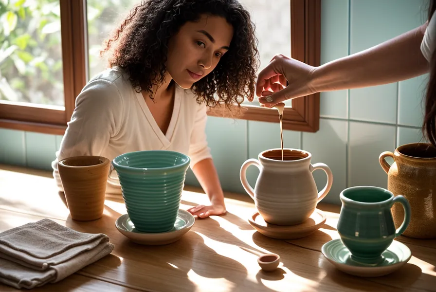 Taza de café de especialidad recién hecho junto a la ventana de la cocina en Triana