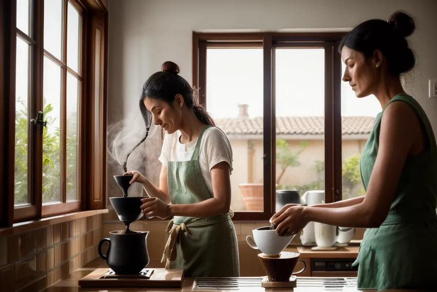 Variedades botánicas de café arábica, como Bourbon y Caturra, antes de pasar por la V60 doméstica